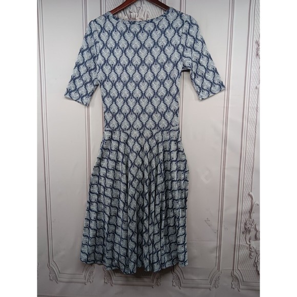 LuLaRoe Dress Size S Drop Waist Fit & Large Flare Skirt 3/4 Sleeves Peacock EUC - Picture 16 of 16